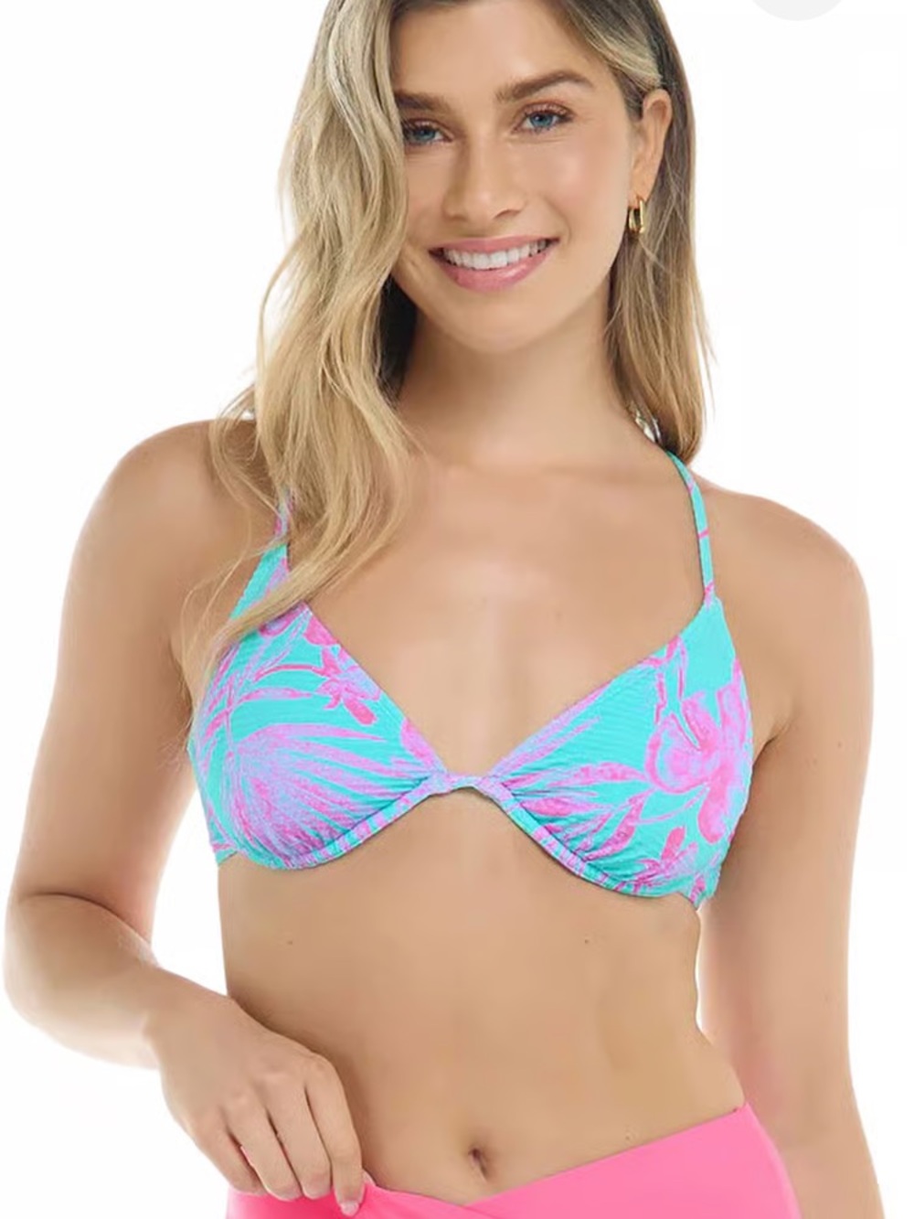 Body Glove Azores Aqua & Pink Patsy Bikini Top